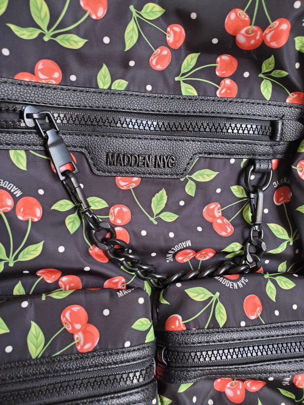 Madden NYC Kids Cherry Print Backpack - Black/Red